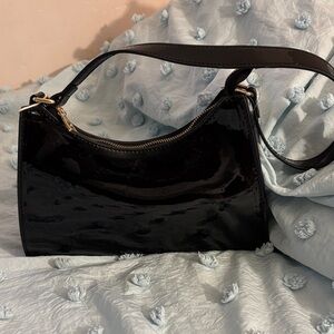 Glossy Black Shoulder Bag
